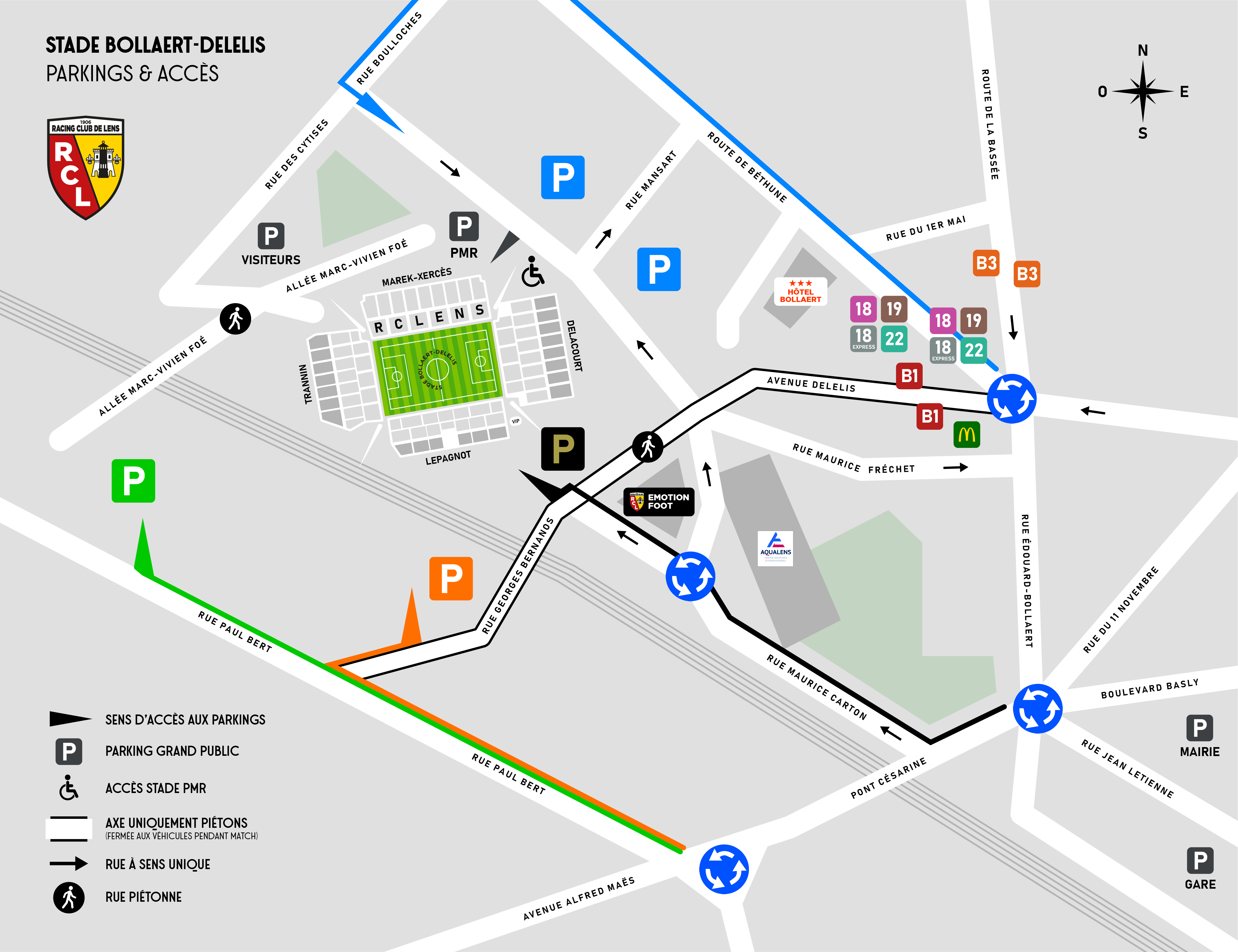 Parkings & accès - stade Bollaert-Delelis